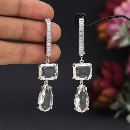Silver Color American Diamond Earrings
