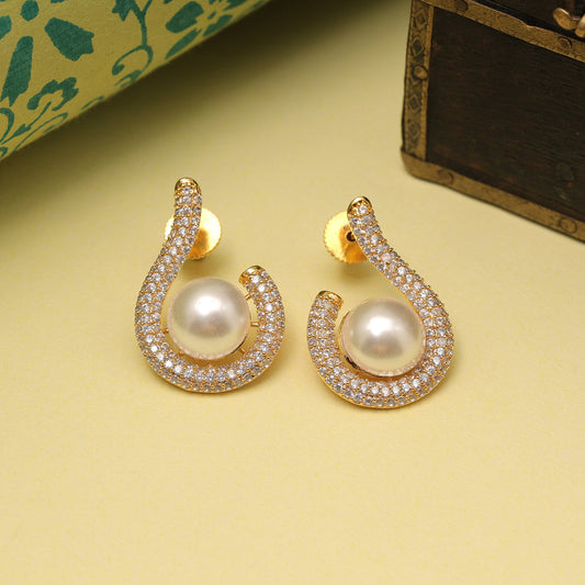 White Color American Diamond Earrings For Chic Bridal Or Engagement Look