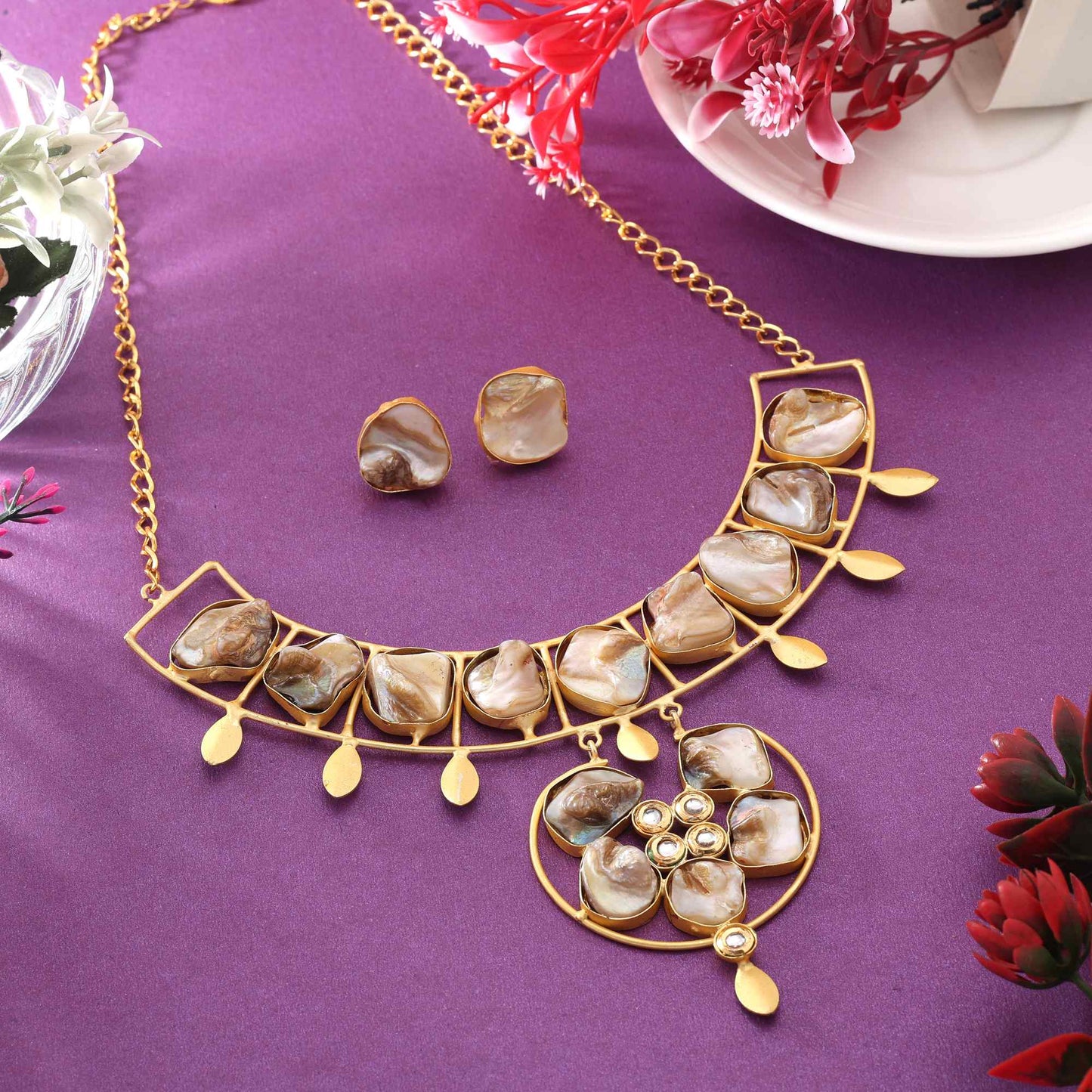 Gold Color Antique Finish Amrapali Necklace Set For Women’S Party Wear Collection