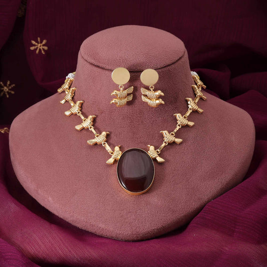 Maroon Color Gorgeous Handcrafted Amrapali Necklace Set For Brides And Traditional Wear