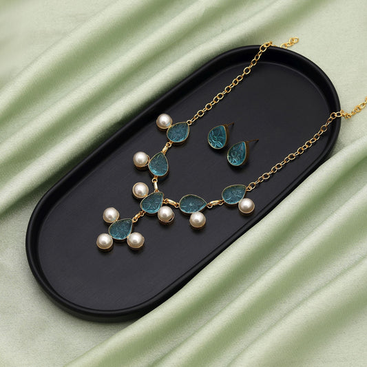 Sky Blue Color Amrapali Necklace Set Featuring Exquisite Craftsmanship For Graceful Traditional Necklace Fashion