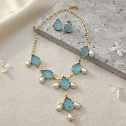 Sky Blue Color Amrapali Necklace Set (AMPN111SBLU)