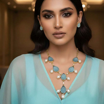 Sky Blue Color Amrapali Necklace Set (AMPN111SBLU)