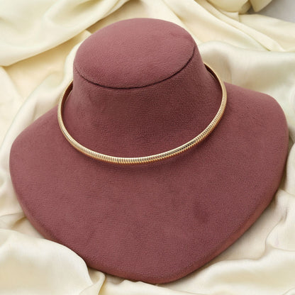 Goldfarbene Anlaufgeschützte Hansli-Halskette Elegante Traditionelle Starre Collier Statement-Schmuck