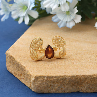 Brown Color Peacock Inspired Amrapali Rings Offering Earthy Ethnic Beauty For Cultural Occasions