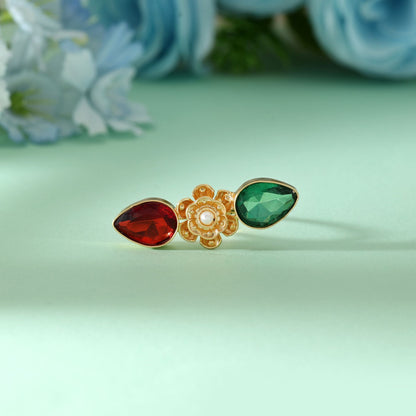 Maroon & Green Color Amrapali Rings Blending Rich Contrasting Tones For Royal Ethnic Elegance