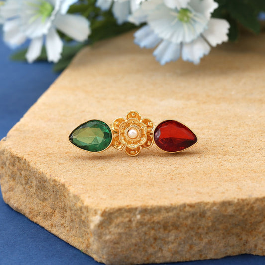 Maroon & Green Color Amrapali Rings Blending Rich Contrasting Tones For Royal Ethnic Elegance