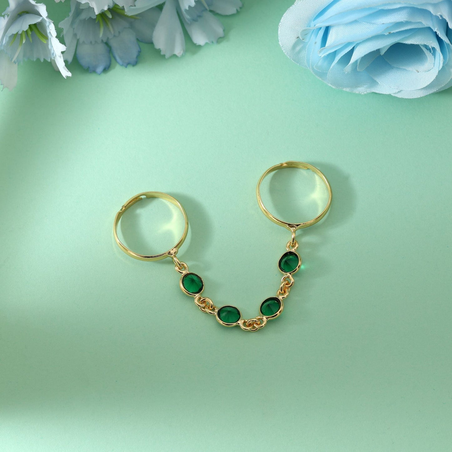 Green Color Amrapali Rings Designed To Add Graceful Color And Elegance To Traditional Outfits