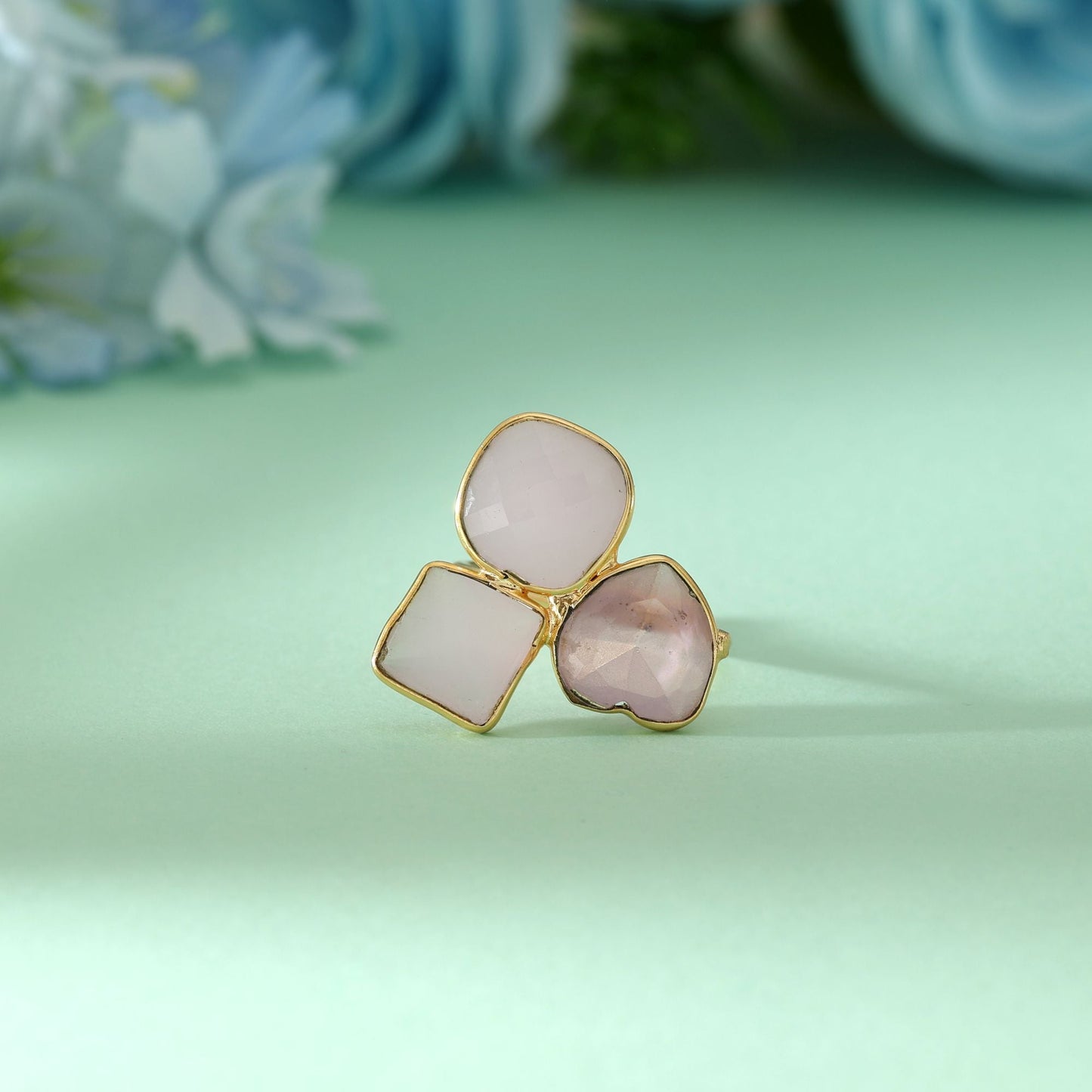 Light Pink Color Amrapali Rings Beautifully Styled For Elegant Traditional Looks With Pastel Charm