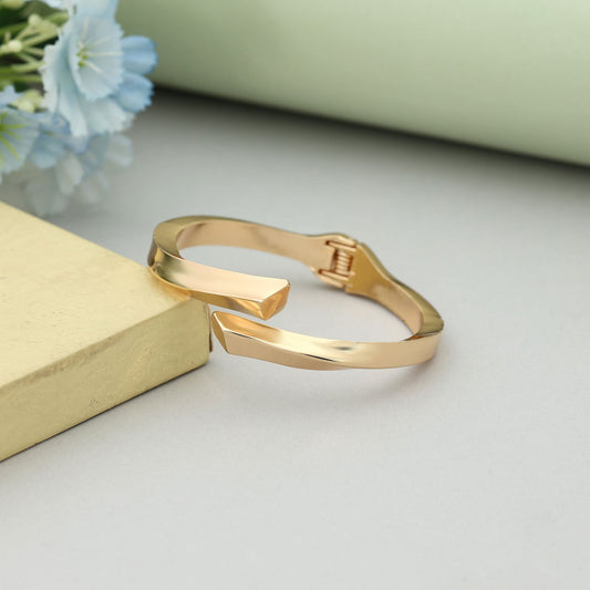 Gold Color Openable Anti Tarnish Bracelet With Elegant Designer Fashion Finish