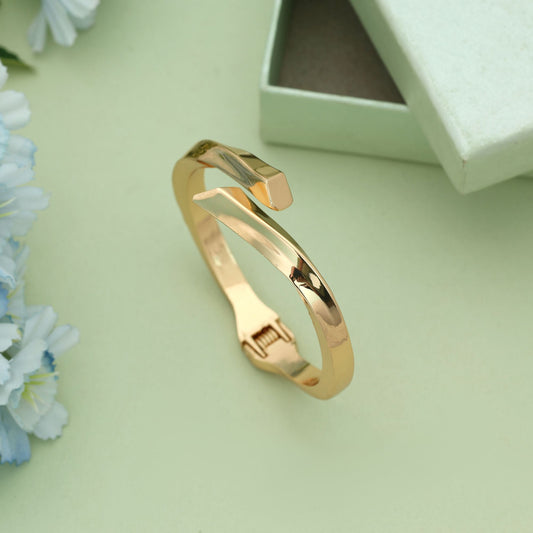 Gold Color Openable Anti Tarnish Bracelet With Elegant Designer Fashion Finish