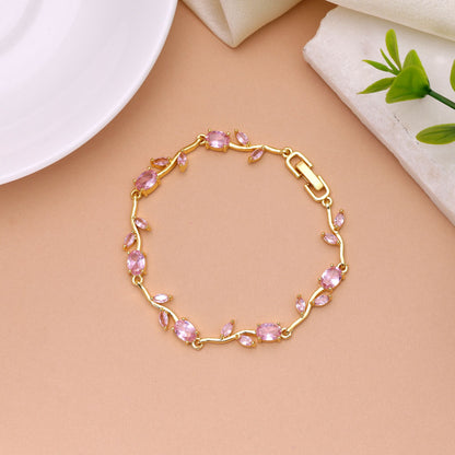 Pink Color Tulip Bracelet Featuring Trendy Handmade Artwork with Graceful Feminine Fashion Style