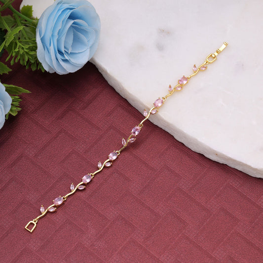 Pink Color Tulip Bracelet Featuring Trendy Handmade Artwork with Graceful Feminine Fashion Style