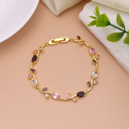 Multi Color Tulip Bracelet Designed with Unique Decorative Finish for Modern Ethnic Fashion Lovers