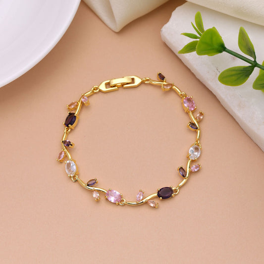 Multi Color Tulip Bracelet Designed with Unique Decorative Finish for Modern Ethnic Fashion Lovers