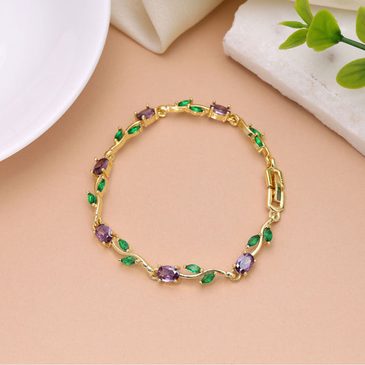 Purple Color Tulip Bracelet Featuring Beautiful Floral Inspired Pattern with Premium Ethnic Jewelry Look