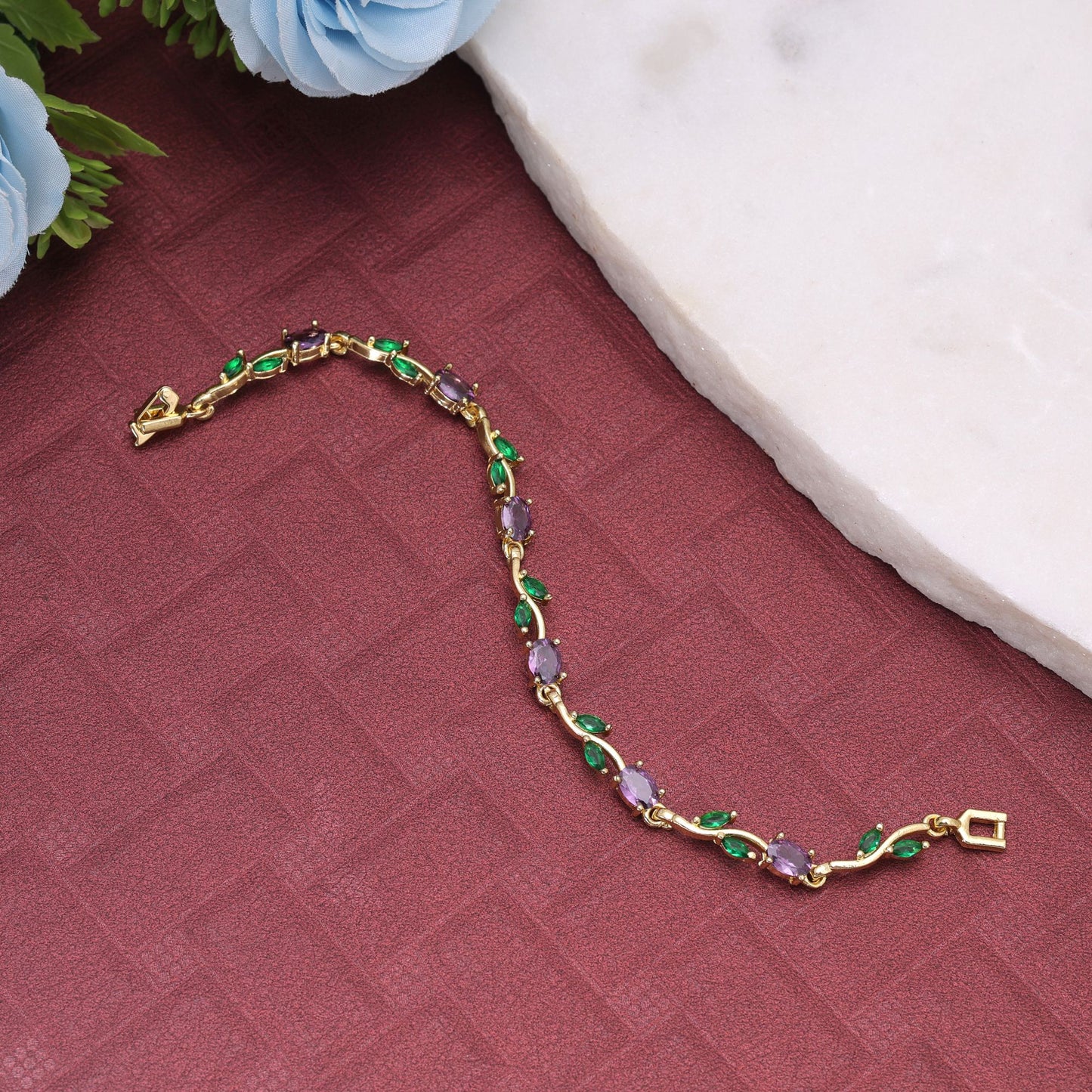 Purple Color Tulip Bracelet Featuring Beautiful Floral Inspired Pattern with Premium Ethnic Jewelry Look