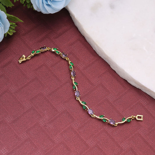 Purple Color Tulip Bracelet Featuring Beautiful Floral Inspired Pattern with Premium Ethnic Jewelry Look