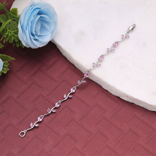 Pink & Silver Color Tulip Bracelet with Premium Designer Finish and Elegant Fashionable Look