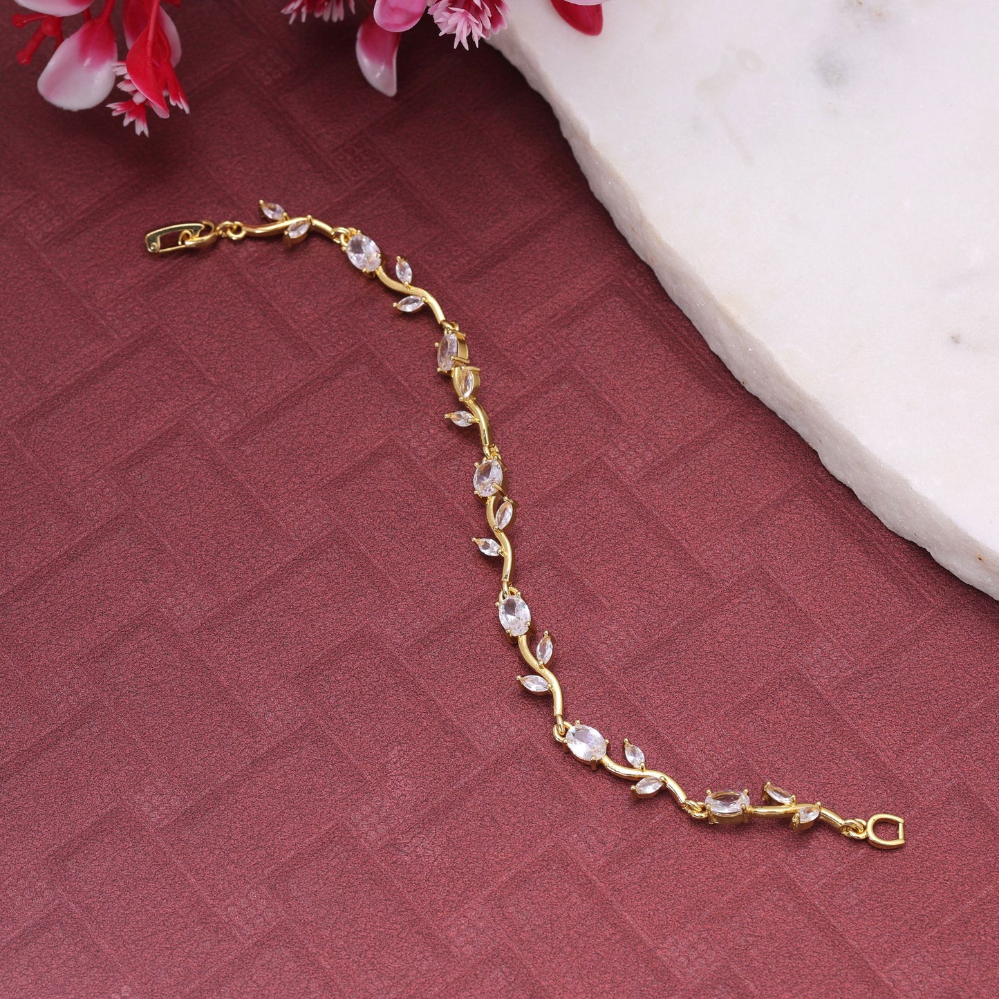 White Color Tulip Bracelet with Charming Floral Design and Elegant Traditional Jewelry Appeal
