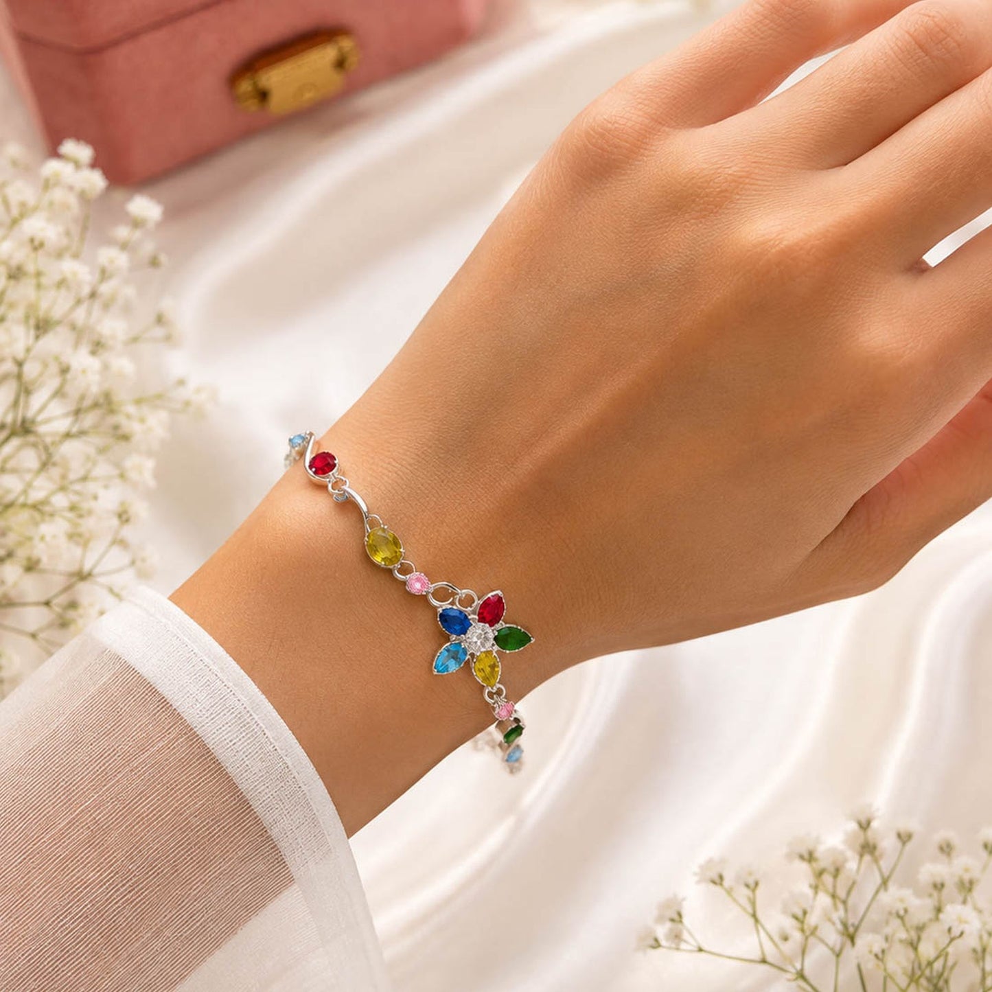 Multi Color Tulip Bracelet Featuring Graceful Traditional Fashion Style