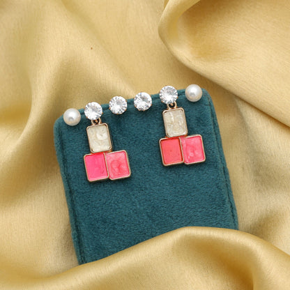 Stylish Gajari Color 3 Pairs Combo Of Antique Earrings Ethnic Collection