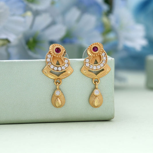 Gold Color Antique Earrings Offering Royal Charm For Cultural Celebrations And Functions