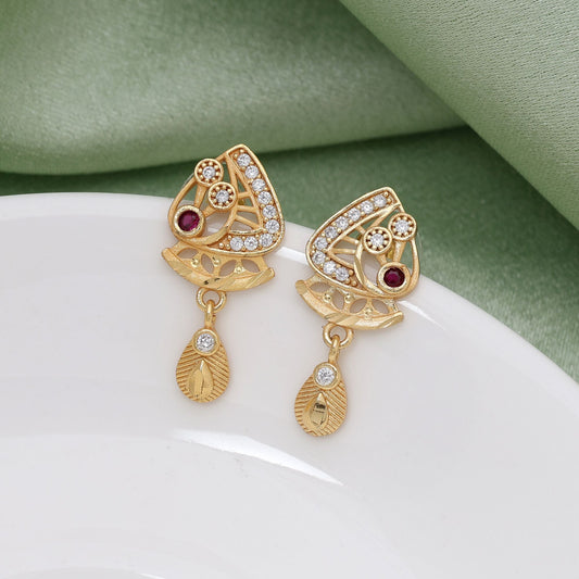 Gold Color Antique Earrings Designed With Antique Finish For Graceful Traditional Looks