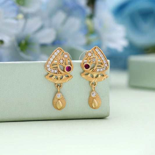Gold Color Antique Earrings Designed With Antique Finish For Graceful Traditional Looks
