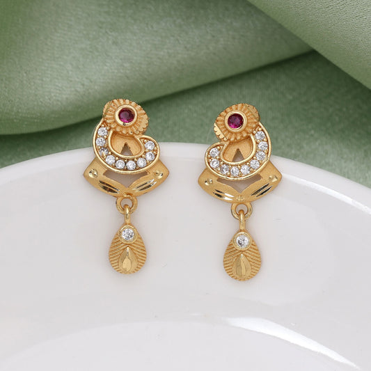 Gold Color Antique Earrings Showcasing Vintage Artistry And Ethnic Design Elegance