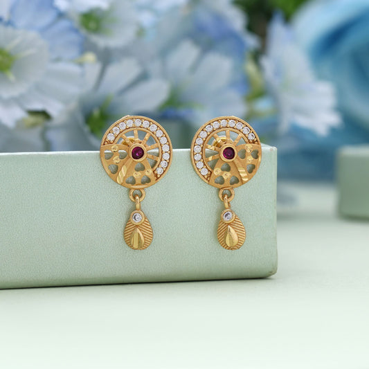 Gold Color Antique Earrings Crafted To Enhance Traditional Indian Jewelry Collections