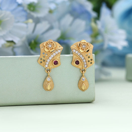 Gold Color Antique Earrings Offering Sophisticated Appeal For Festive And Bridal Wear