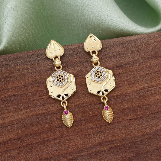 Gold Color Antique Earrings Created For Lovers Of Traditional Handcrafted Jewelry