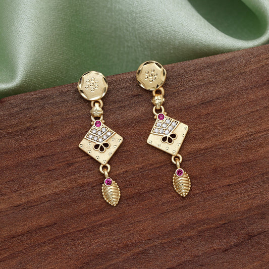 Gold Color Antique Earrings Designed To Complement Ethnic Outfits Beautifully