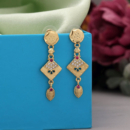 Gold Color Antique Earrings Designed To Complement Ethnic Outfits Beautifully