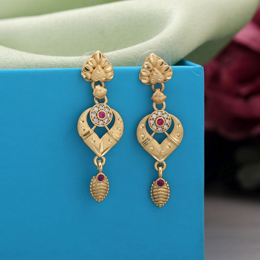 Gold Color Antique Earrings Designed For Statement Ethnic Jewelry Collections