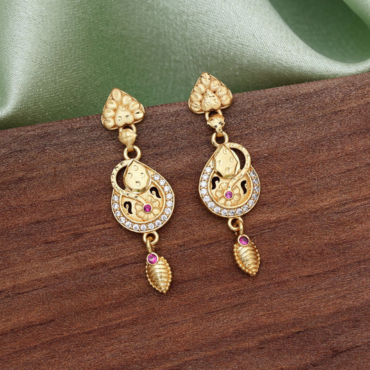 Gold Color Antique Earrings Perfect For Festive Gifting And Special Occasions