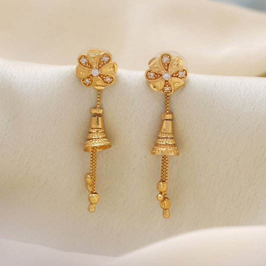 Gold Color Antique Earrings Suitable For Bridal Wear And Ethnic Celebrations