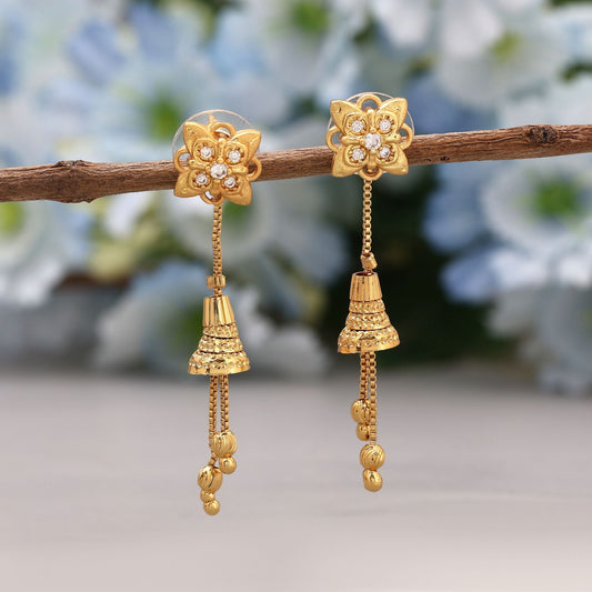 Gold Color Antique Earrings Showcasing Royal Craftsmanship And Traditional Beauty