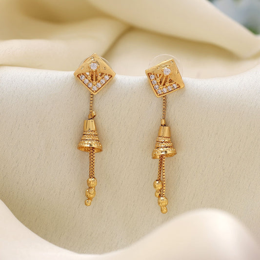 Gold Color Antique Earrings Offering Refined Antique Finish For Festive Styling