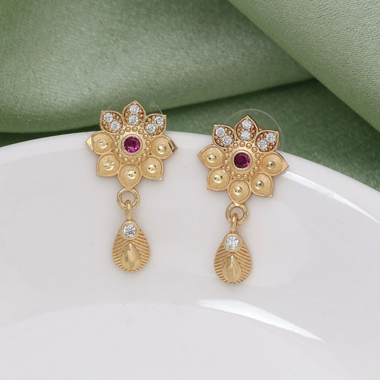 Gold Color Antique Earrings Perfect For Pairing With Sarees And Lehengas