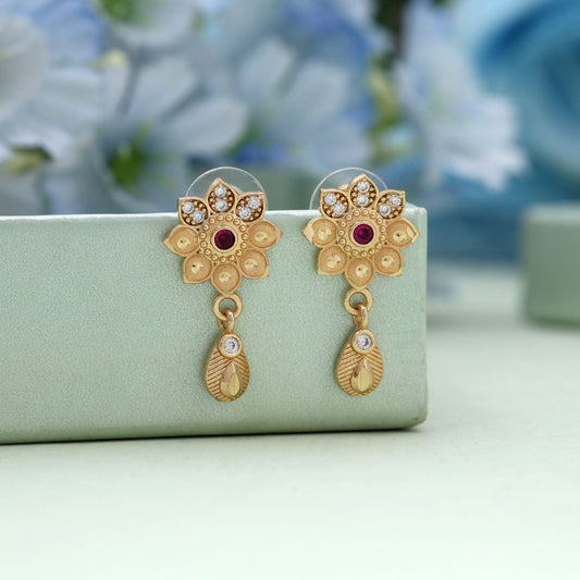 Gold Color Antique Earrings Perfect For Pairing With Sarees And Lehengas