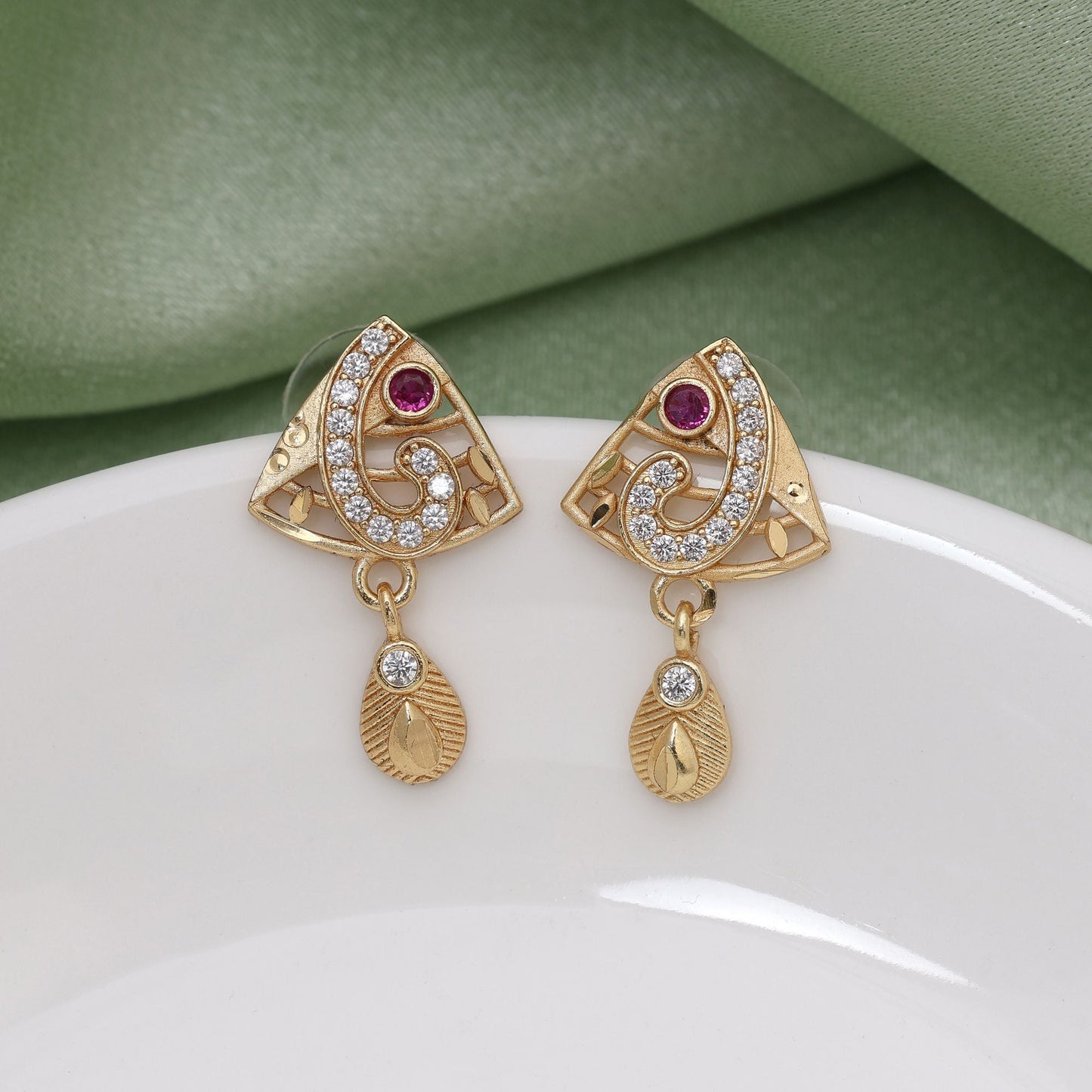 Gold Color Antique Earrings Showcasing Intricate Designs For Ethnic Fashion Lovers