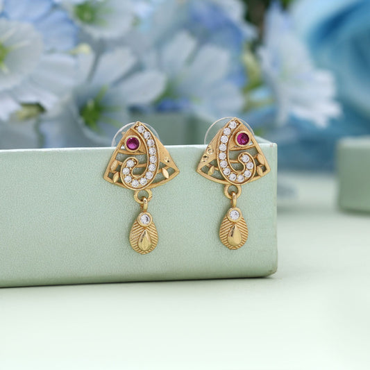 Gold Color Antique Earrings Showcasing Intricate Designs For Ethnic Fashion Lovers