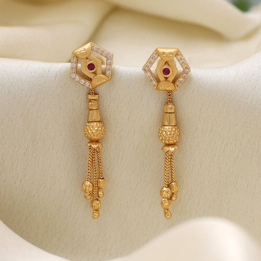 Gold Color Antique Earrings Offering Traditional Aesthetics With Antique Detailing