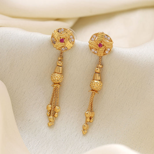 Gold Color Antique Earrings Crafted For Sophisticated Ethnic Jewelry Styling