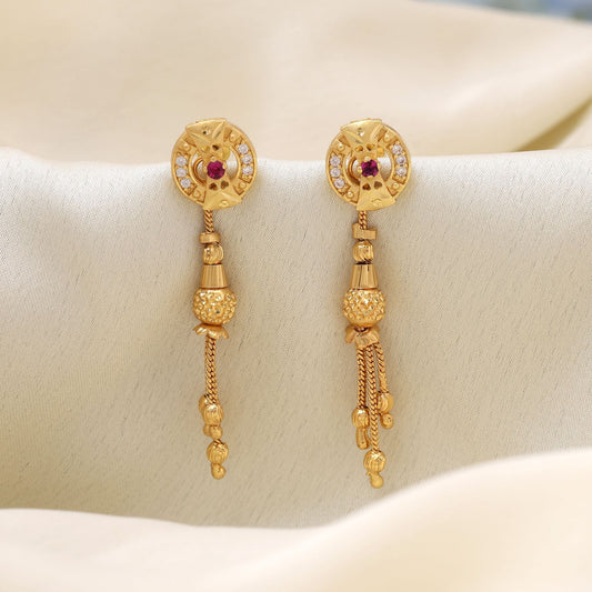 Gold Color Antique Earrings Featuring Elegant Design For Cultural Celebrations