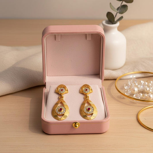 Gold Color Antique Earrings Showcasing Vintage Craftsmanship And Elegant Traditional Appeal