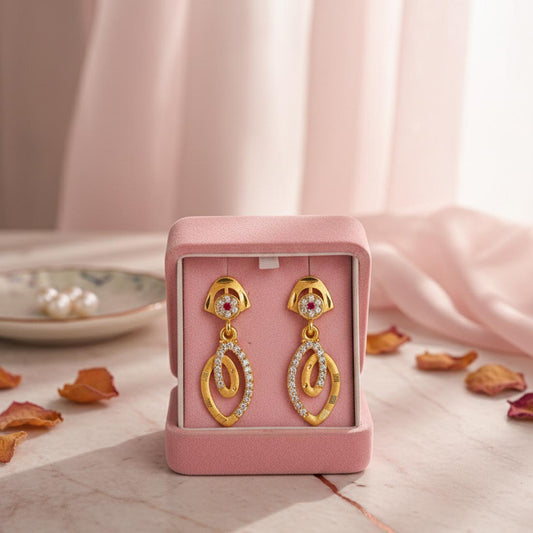Gold Color Antique Earrings With Handcrafted Details Suitable For Ethnic Celebrations
