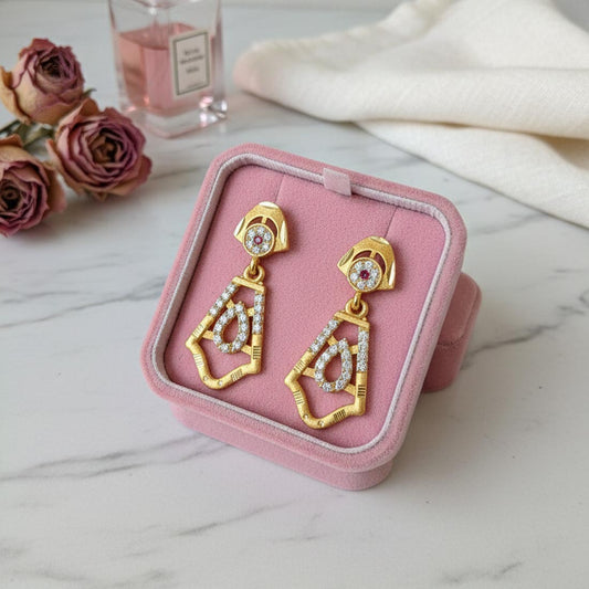 Gold Color Antique Earrings Featuring Classic Craftsmanship And Ethnic Charm